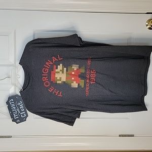 Super Mario Bros XL T-Shirt Short Sleeve Gray Red
